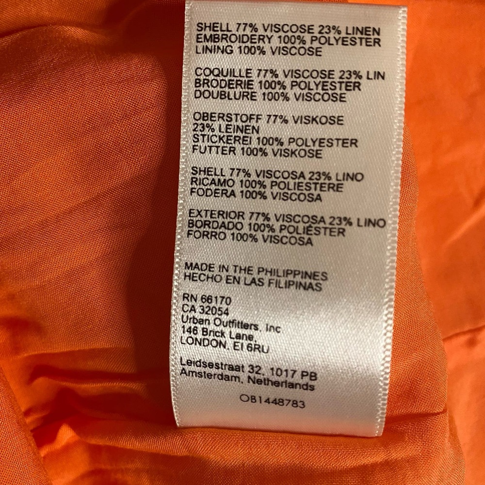 Anthropologie Maeve Orange Sleeveless Mini Dress with White Embroidered Starfish - Picture 12 of 15